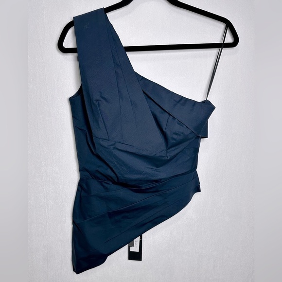 Petersyn one shoulder Nicole top Navy with zipper NWT - S - Picture 1 of 6
